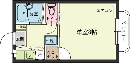 島崎コーポ B(1K/1階)の間取り写真
