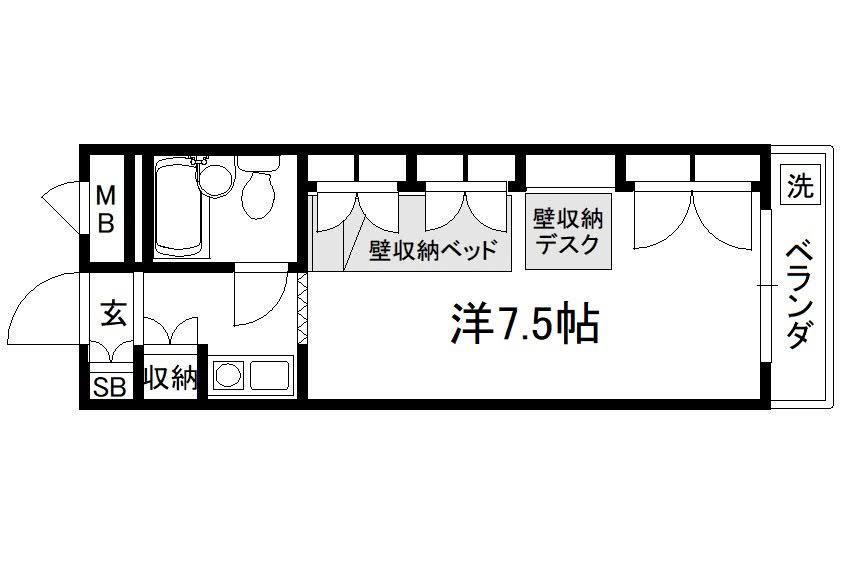 セレーネ田辺IIIB(1K/4階)の間取り写真