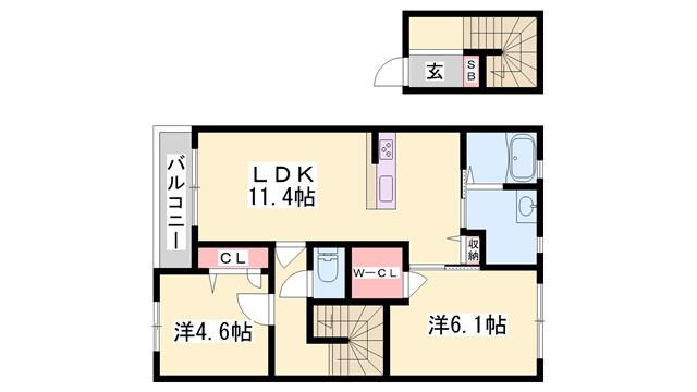 メゾンしばざくら(2LDK/2階)の間取り写真