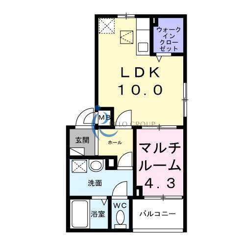 ハートウェル(1LDK/2階)の間取り写真