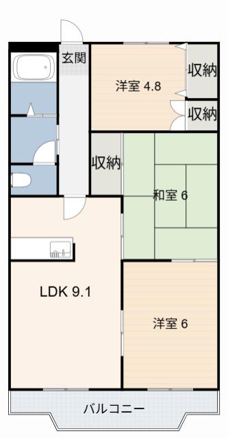 シャトー栗見坂(3LDK/3階)の間取り写真