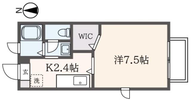シャーメゾン南大沢(1K/2階)の間取り写真