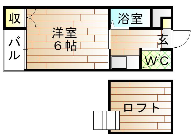 レクエルド2(1K/1階)の間取り写真