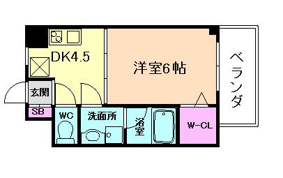 スプリング・ウエスト(1DK/5階)の間取り写真