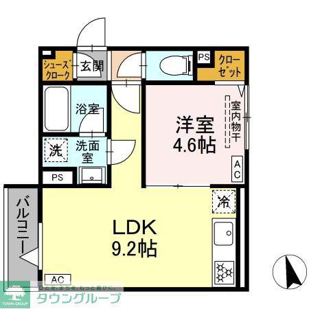 セレスティア羽沢A棟(1LDK/3階)の間取り写真