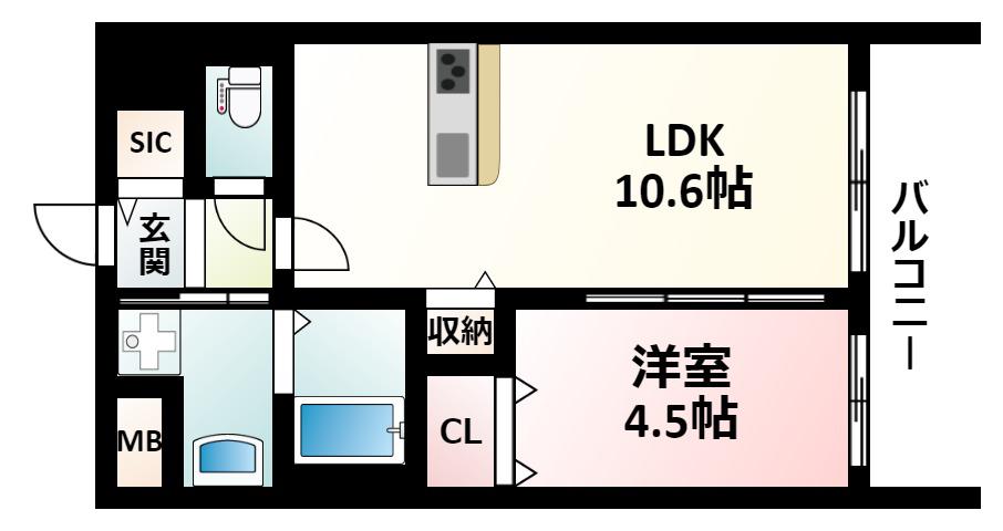 エリジオンII(1LDK/4階)の間取り写真