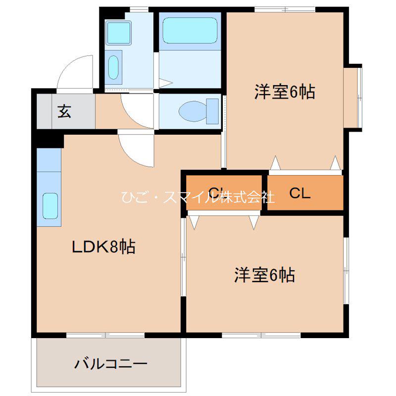 ベルハウス出水(2LDK/1階)の間取り写真
