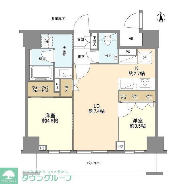 オープンレジデンシア御徒町(2LDK/10階)の間取り写真
