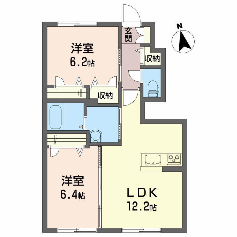 シャーメゾン万々I(2LDK/1階)の間取り写真