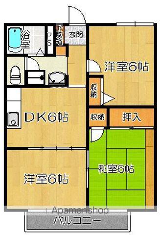 フレグランスさくらA棟(3DK/2階)の間取り写真