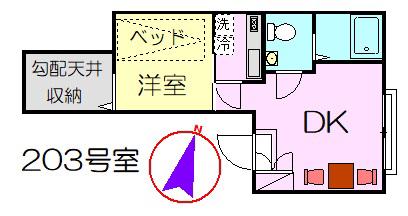新星ビル(1DK/2階)の間取り写真