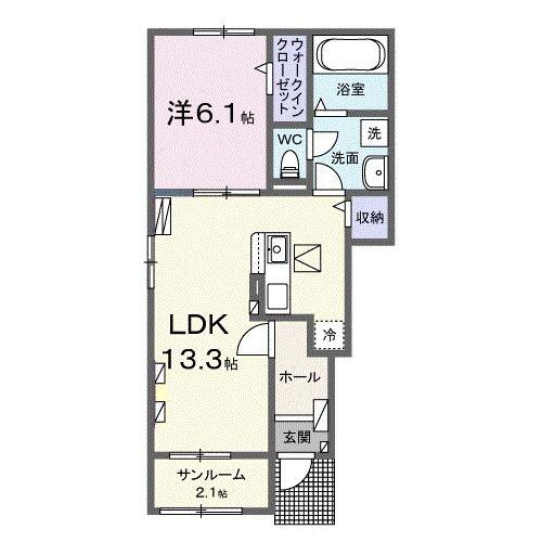 クリーン・ハートT(1LDK/1階)の間取り写真