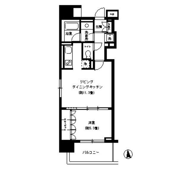 KDXレジデンス芝公園(1LDK/2階)の間取り写真