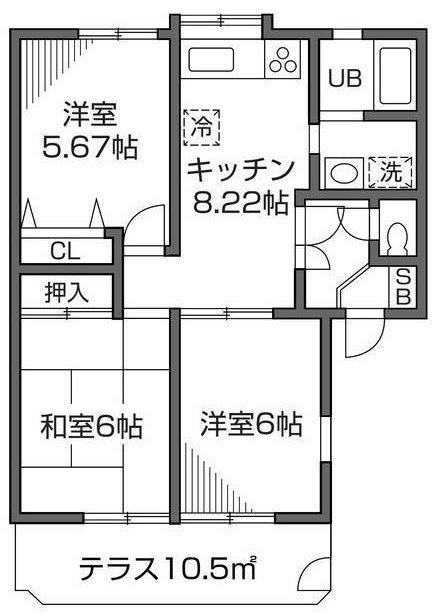 フォレスト深大寺A号館(3LDK/1階)の間取り写真