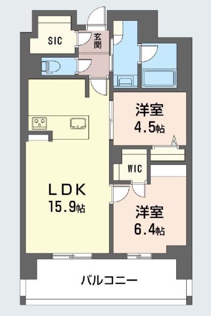 リビエナ グラン 新梅田(2LDK/9階)の間取り写真