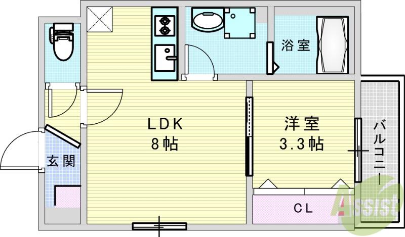 ARCA豊中曽根(1LDK/2階)の間取り写真