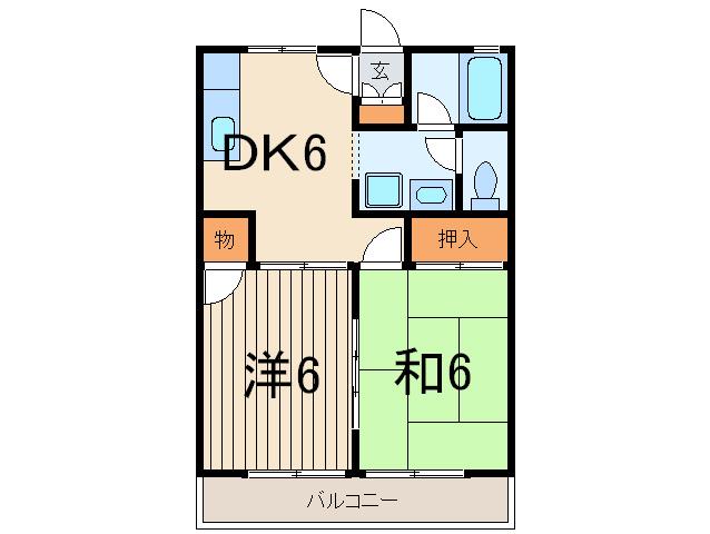 カサベルデ(2DK/2階)の間取り写真