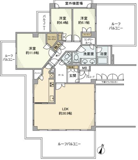 パークハウス・ジオ六番町(3LDK/5階)の間取り写真
