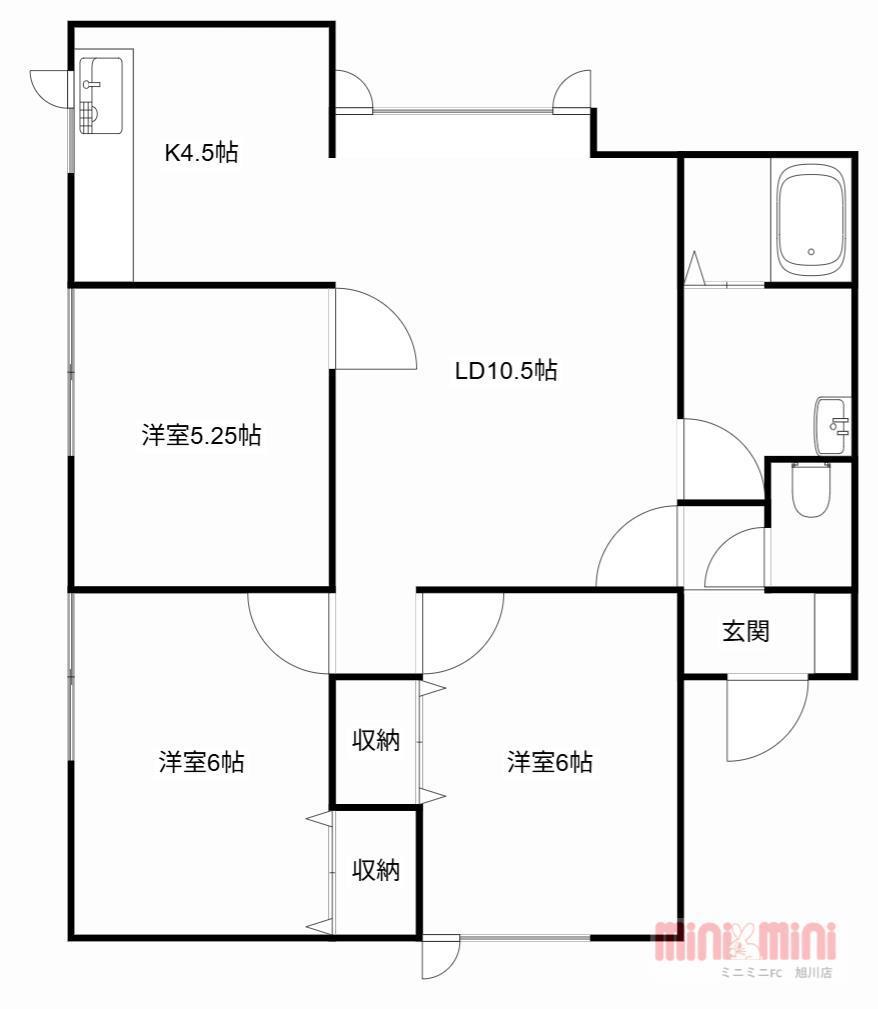 コーポサンワ5(3LDK/1階)の間取り写真