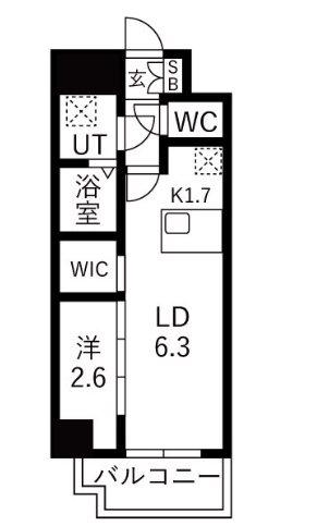 メイクスアート浄心(1LDK/2階)の間取り写真