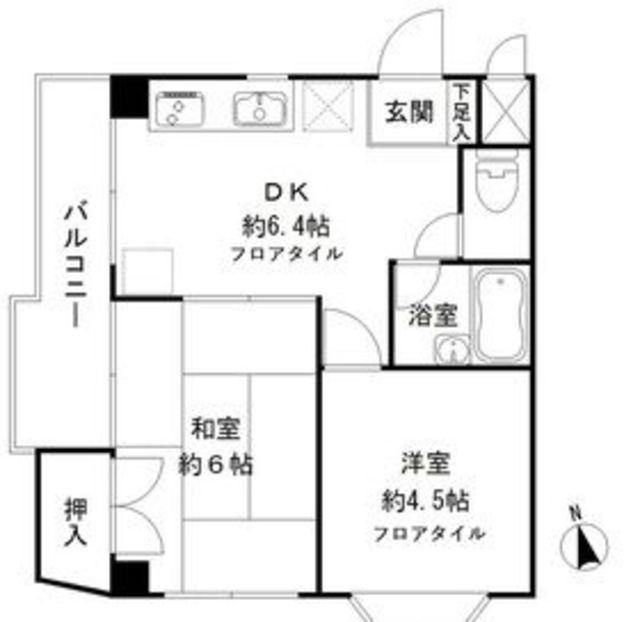 レジデンス鹿野II(2DK/3階)の間取り写真