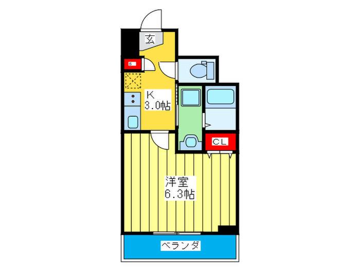 アクティ天満橋(1K/2階)の間取り写真