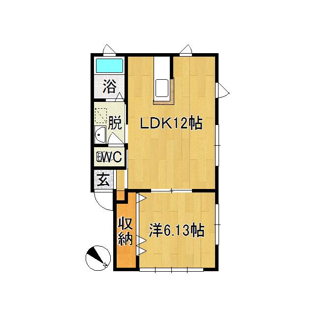 サンフラワーB(1LDK/1階)の間取り写真