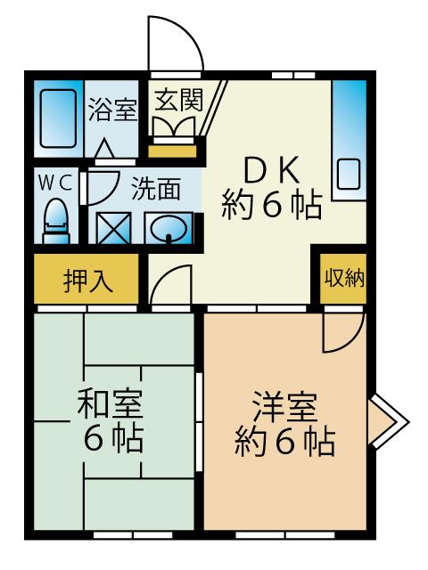 りばぶるコーワ(2DK/2階)の間取り写真