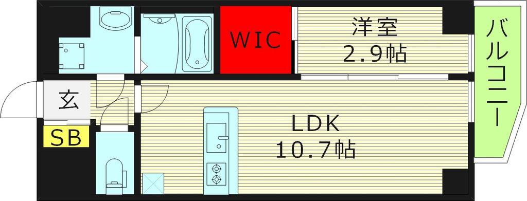 MELDIA CREST 桜ノ宮 KIRSCH(1LDK/6階)の間取り写真