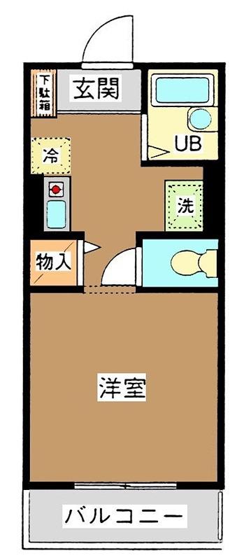 パルデンス下矢切(1K/2階)の間取り写真