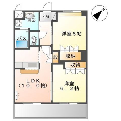 ベルビューMOMO II(2LDK/1階)の間取り写真