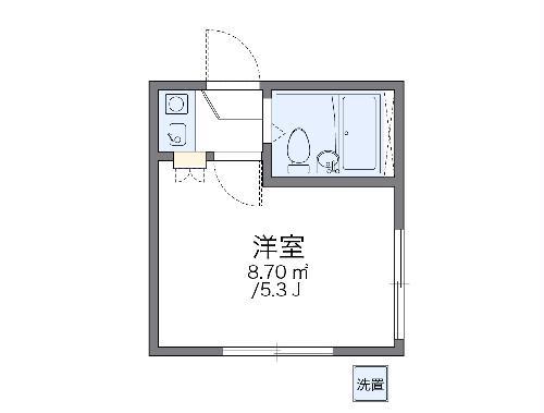 レオパレス中台第2(1K/1階)の間取り写真
