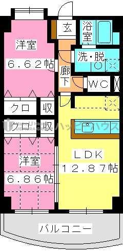プレミール拾六町(2LDK/3階)の間取り写真