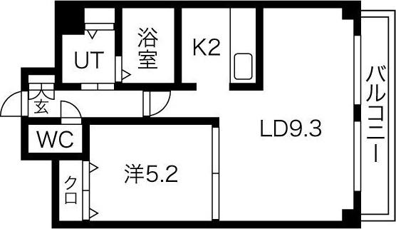 メゾンド北円山さくら(1LDK/3階)の間取り写真