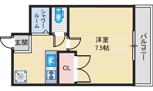 ナンノ第12号館(1K/3階)の間取り写真