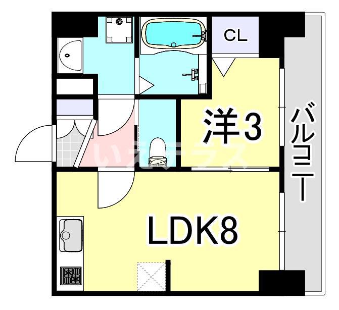 プレサンス兵庫駅前(1LDK/12階)の間取り写真