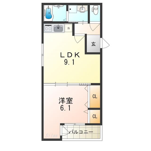 フジパレス幸栄(1LDK/3階)の間取り写真