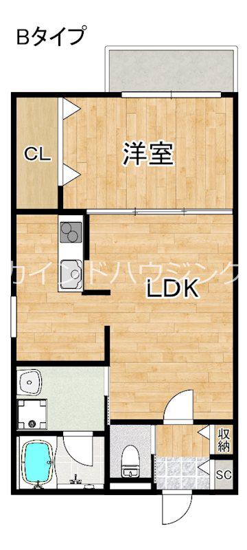 クアドラート泉佐野II(1LDK/2階)の間取り写真