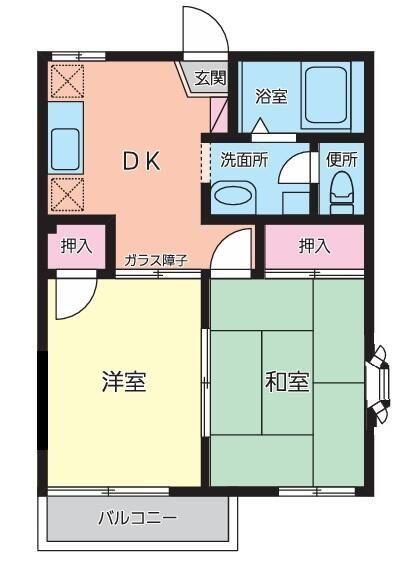 クリスタルハイツ(2DK/1階)の間取り写真