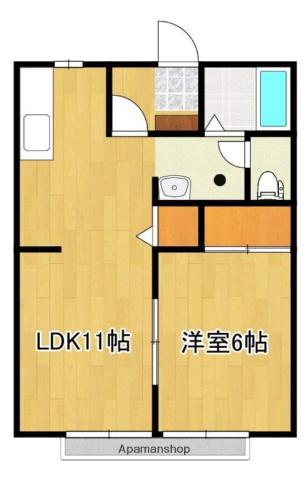 サンガーデン小松D棟(1LDK/2階)の間取り写真