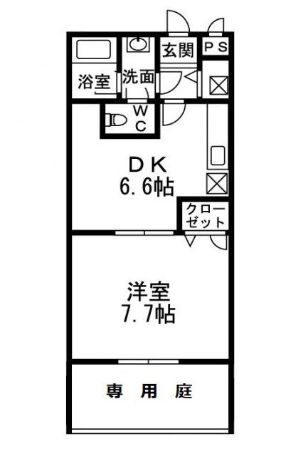 フジパレス三葛(1DK/1階)の間取り写真