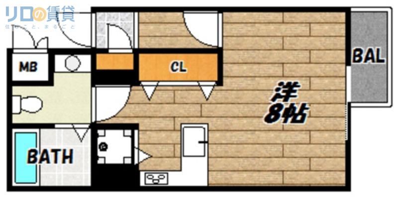 シャトレ上新庄(1K/3階)の間取り写真
