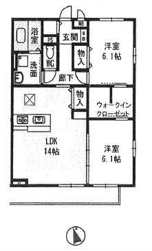 カーザヴェルデB(2LDK/2階)の間取り写真
