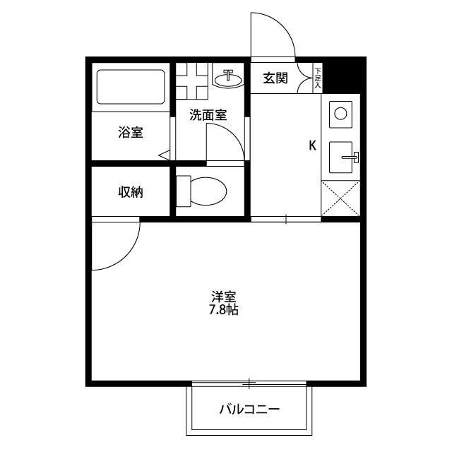 アムール上町(1K/1階)の間取り写真