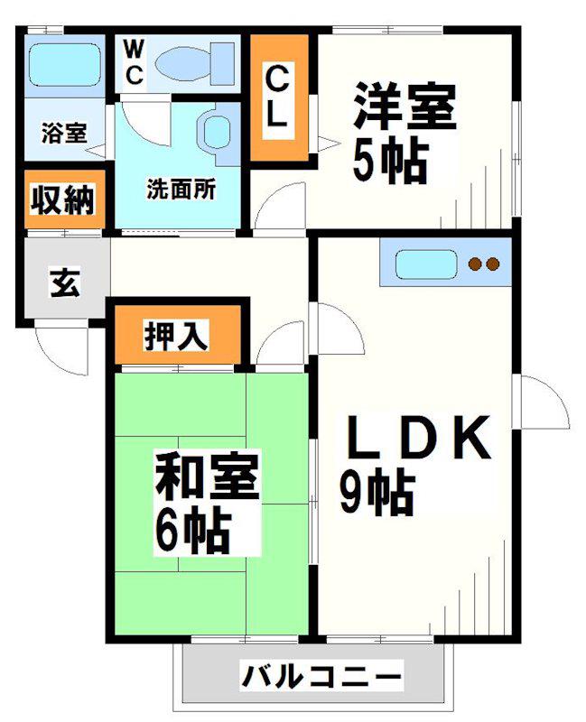 カサベルデ(2LDK/1階)の間取り写真