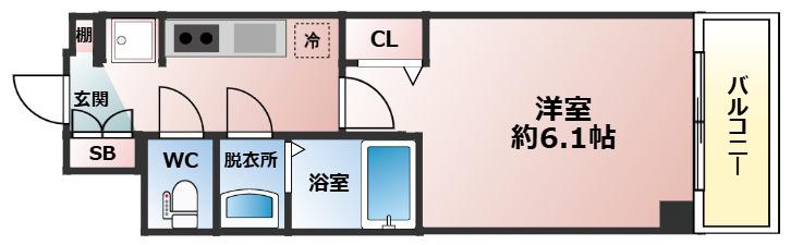 プレサンス東三国駅前グランクラス(1K/3階)の間取り写真