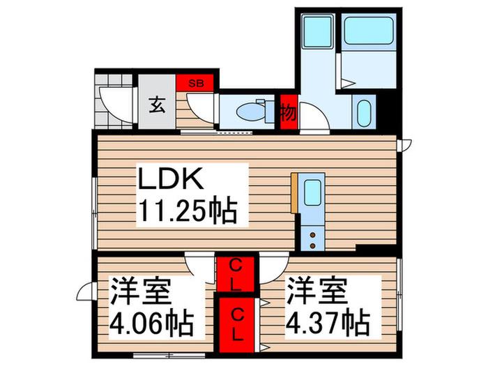 リーブルファイン練馬西大泉(2LDK/1階)の間取り写真