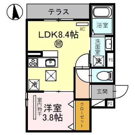 THE CROSS(1LDK/1階)の間取り写真