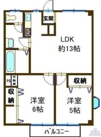 ニューシティひらまつ(2LDK/2階)の間取り写真