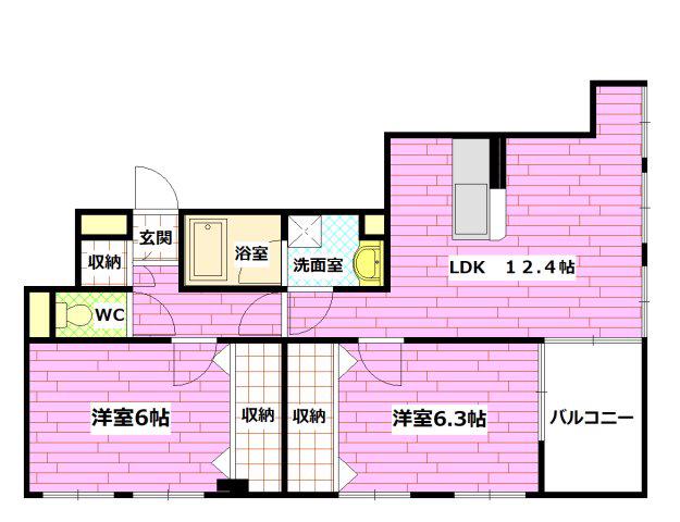パレ・ドゥロセアン(2LDK/3階)の間取り写真